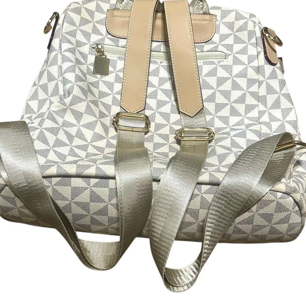 Backpack Satchel Shoulder Bag Purse with Wallet‎ Cream White